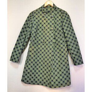 Banana Republic Womens Geometric Pattern Coat Small Green Black